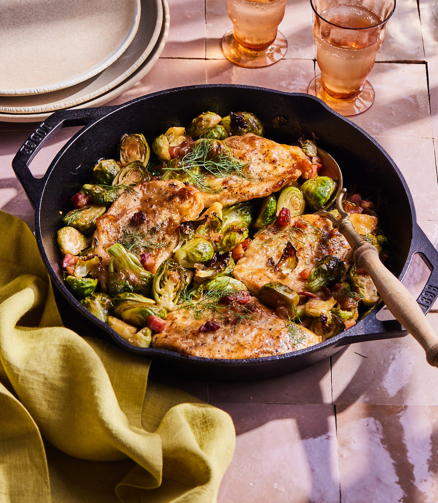 Honey Dijon Chicken Skillet with Brussels Sprouts