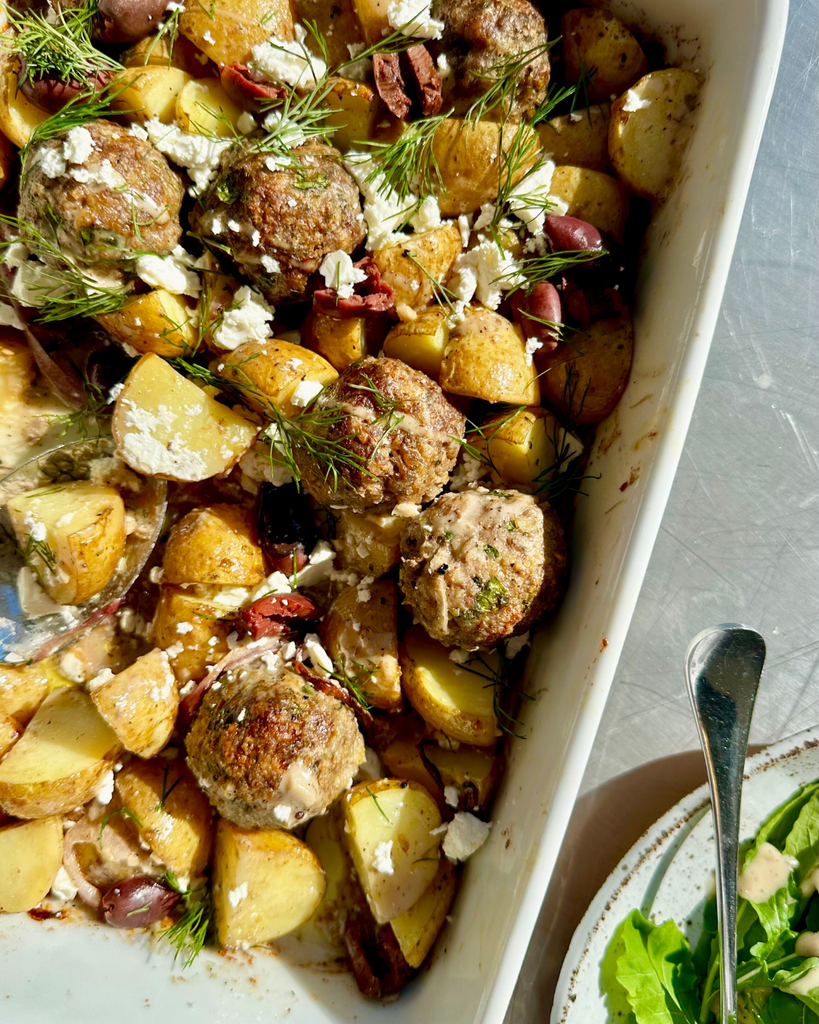 Greek Meatball and Potato Bake