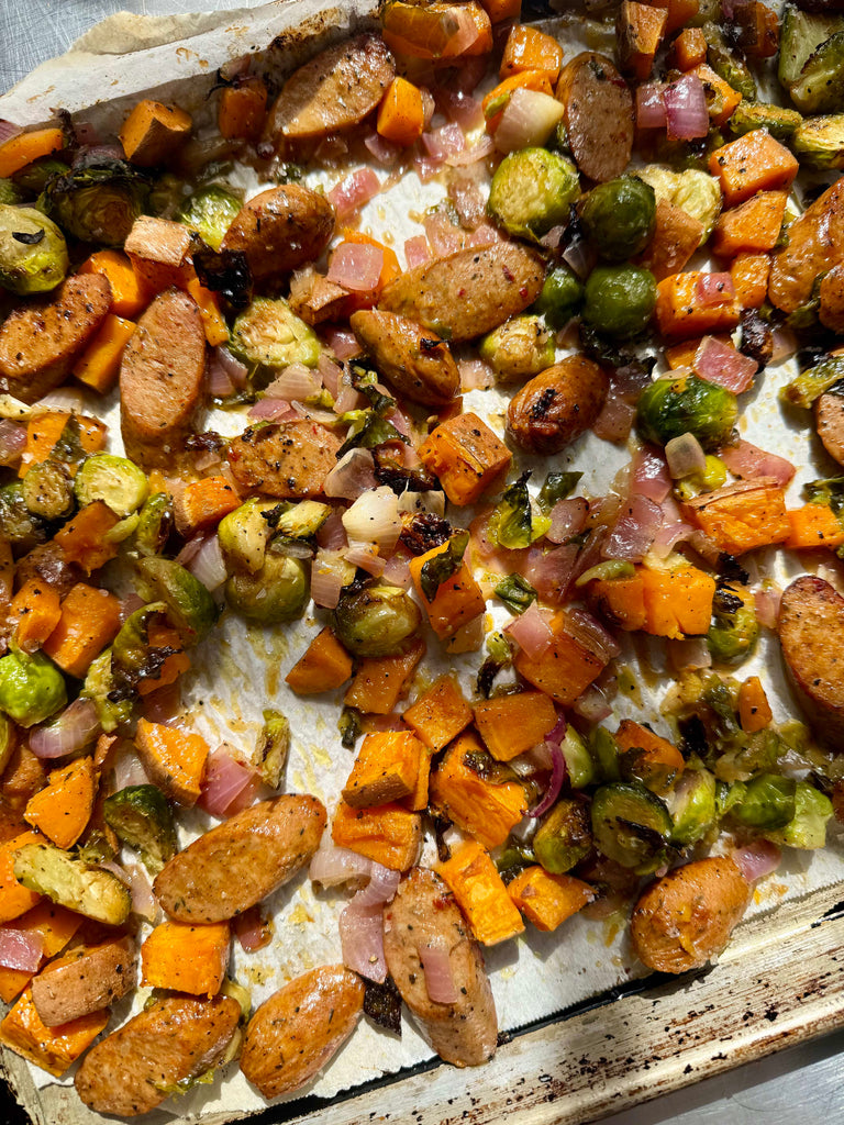 Sheet Pan Sausage with Fall Veggies