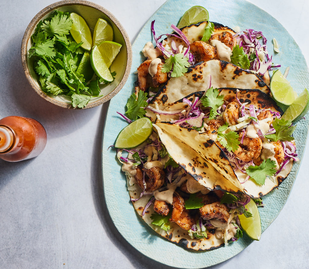 20-Minute Shrimp Tacos with Chipotle Slaw