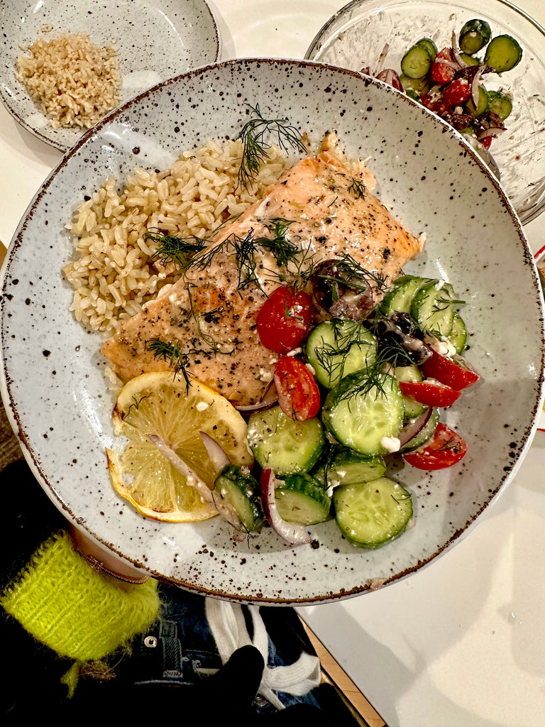 Easy Baked Greek Salmon Bowls