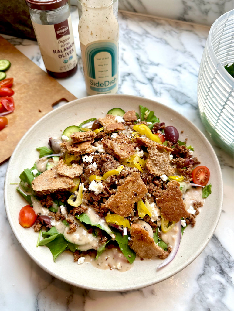 Ground Lamb Salad with Pita Croutons