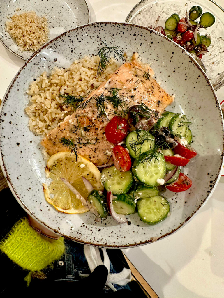 Easy Baked Greek Salmon Bowls