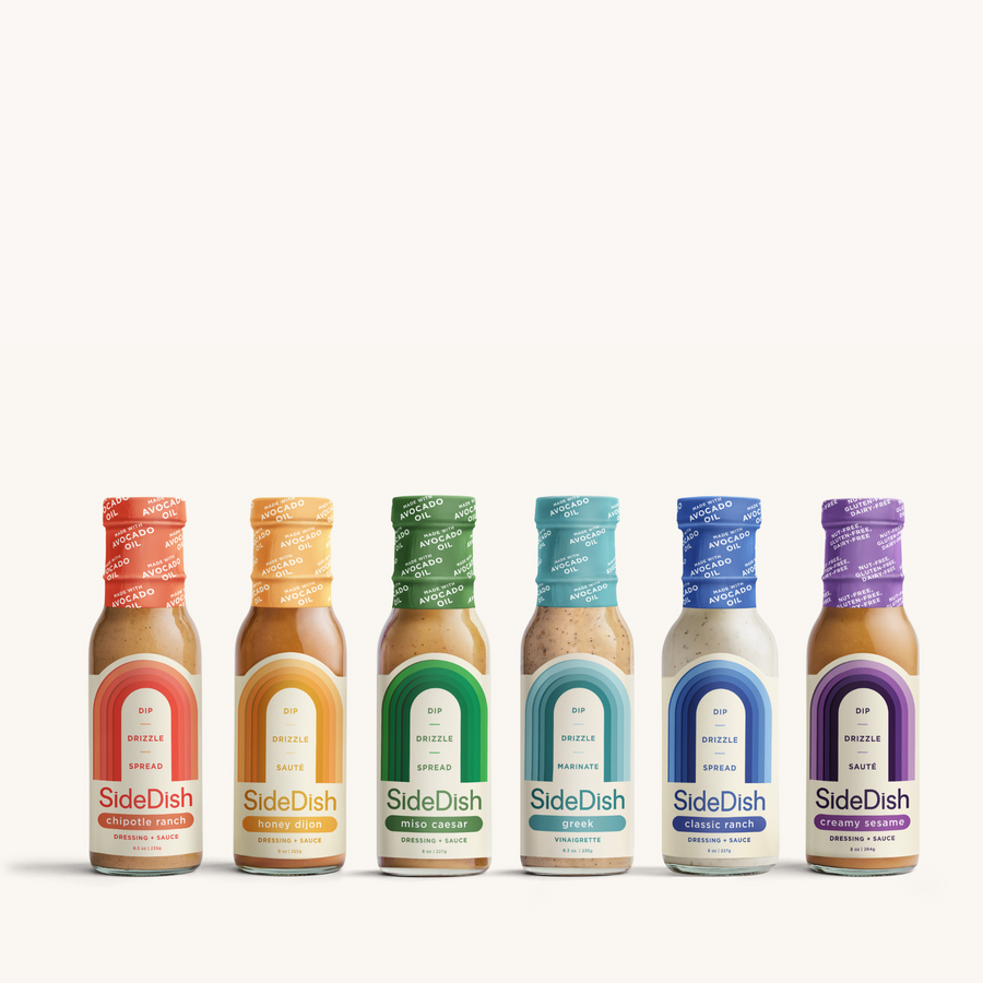 The Starter Pack | 6 Pack | Chipotle Ranch, Honey Dijon, Miso Caesar, Greek Vinaigrette, Classic Ranch, Creamy Sesame